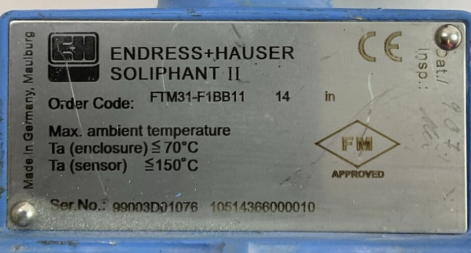 ENDRESS + HAUSER SOLIPHANT II FTM31-F1BB11 LEVEL LIMIT SWITCH