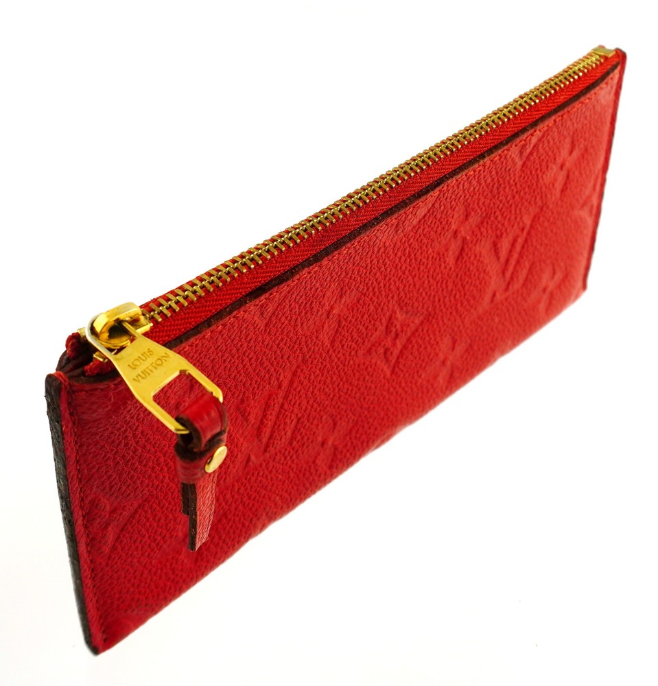 Authentic LOUIS VUITTON Adele Red Empreinte Monogram Pouch Wallet Spain