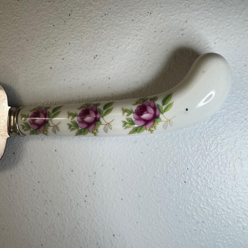 Vintage Floral Porcelain Handle Cake kinfe server Serverware Engraved BARNES