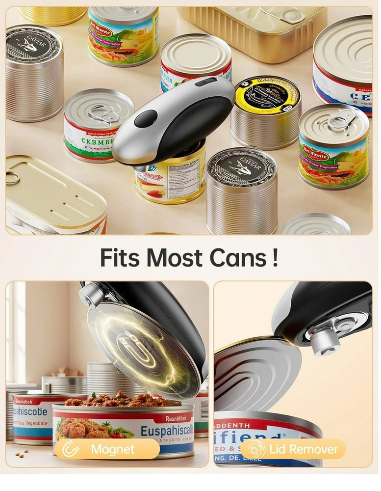 USB One-Button Automatic Rechargeable Electric Can Opener - Kitchen Gadget Gift