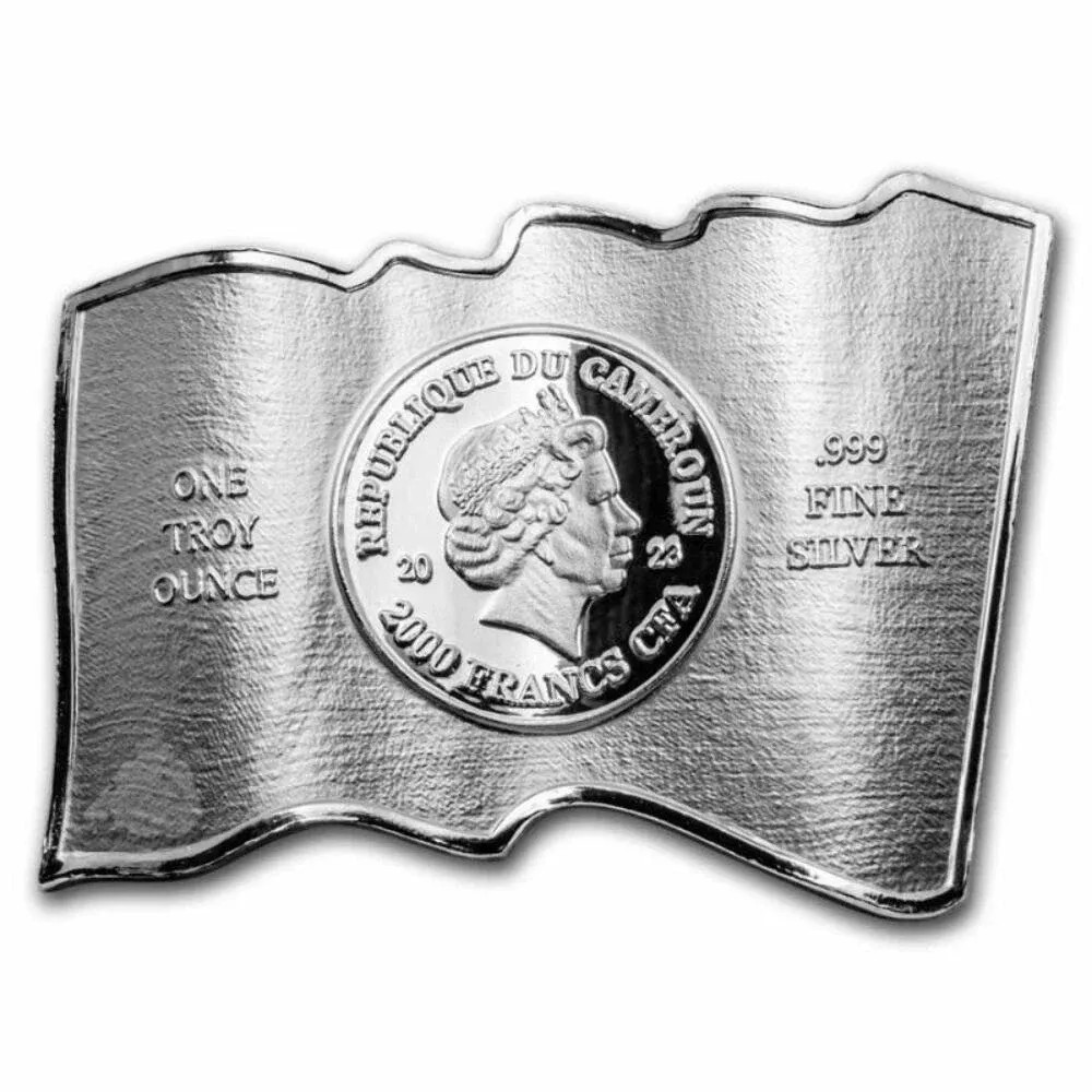 2023 CAMEROON WAVING FLAG 1 OZ SILVER