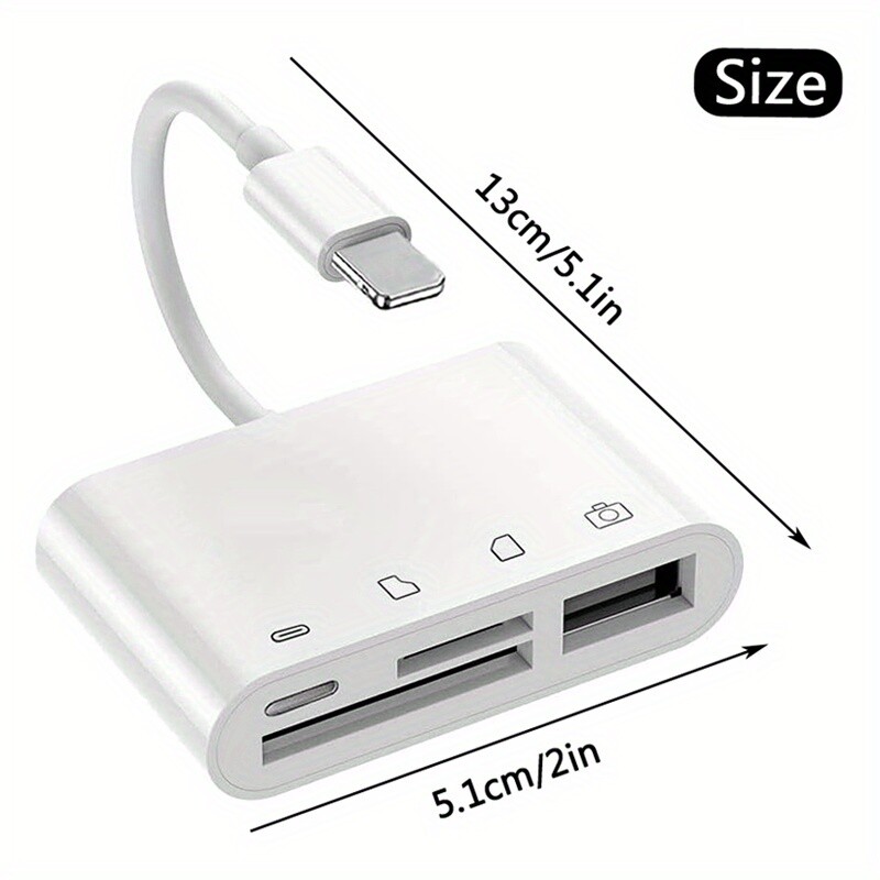 4-in-1 USB to Card Reader Adapter USB Camera Compatible SD/TF Cards for iPhone