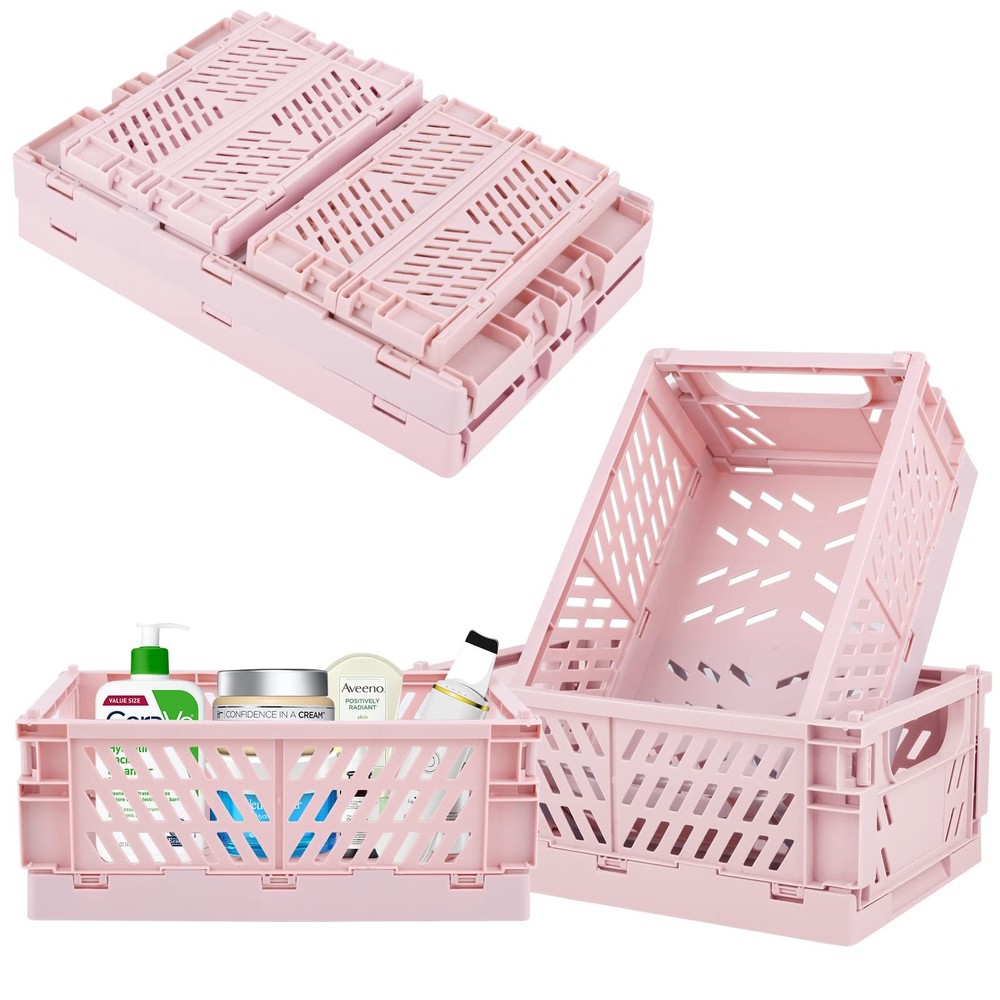 Plastic Baskets for Desk Organizing, Drawer Organizer, 2 Medium+2 Small Durab...