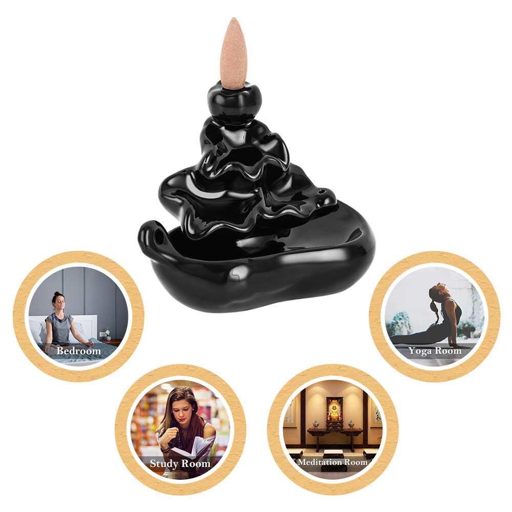Waterfall Incense Holder Backflow Cone Ceramic Burner Censer Incense Stick Stand