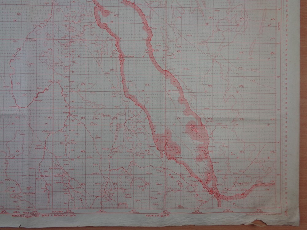 WW2 RAF plotting map of THE MIDDLE EAST entitled "BENGHAZI - ADEN"