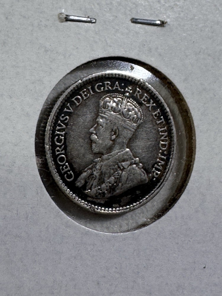 1918 Canada 5 Cents Silver Coin Cleaned
