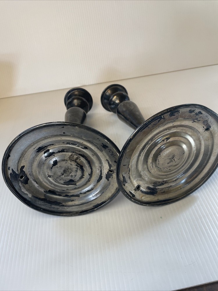 Antique E. B. Webster & Son Silverplate Pair Candle Stick Holders Spiderweb 2701