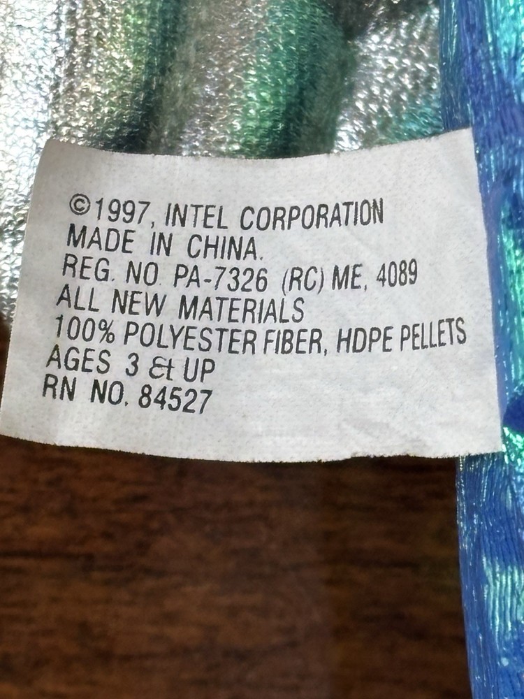 2 Vtg Intel Inside Pentium II Spaceman Plush Bunny People Computer Tech 1997