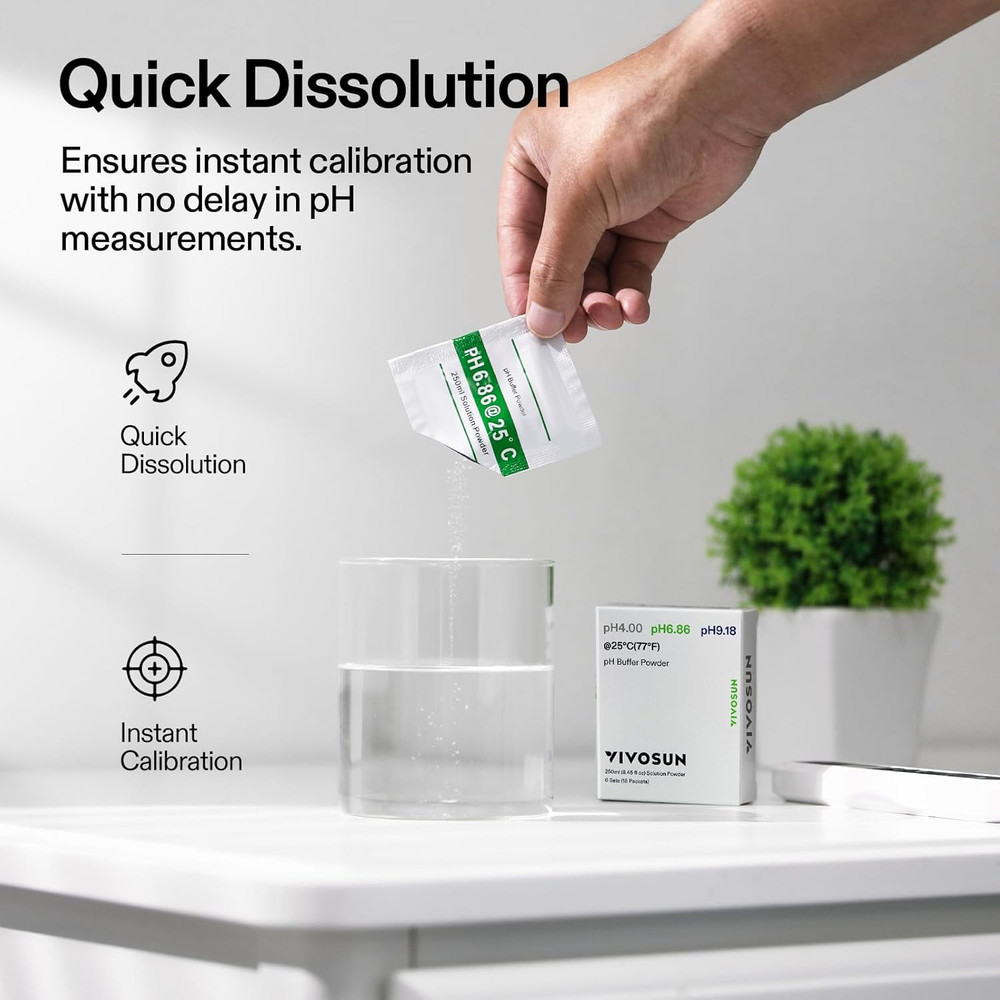 VIVOSUN 18-Pack Ph Meter Buffer Solution Powder, Ph 6.86/4.00/9.18, Ph Buffer Po