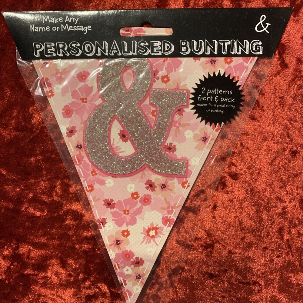 Make Any Message Or Name Personalised Bunting Pink & Symbol