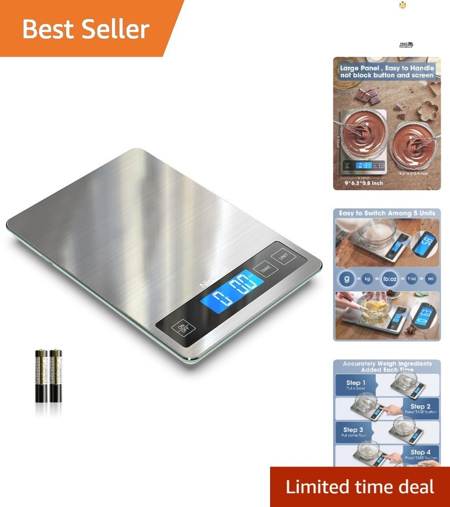 Sleek 22lb Kitchen Scale - Digital Display & Easy Tare Function for Home Use