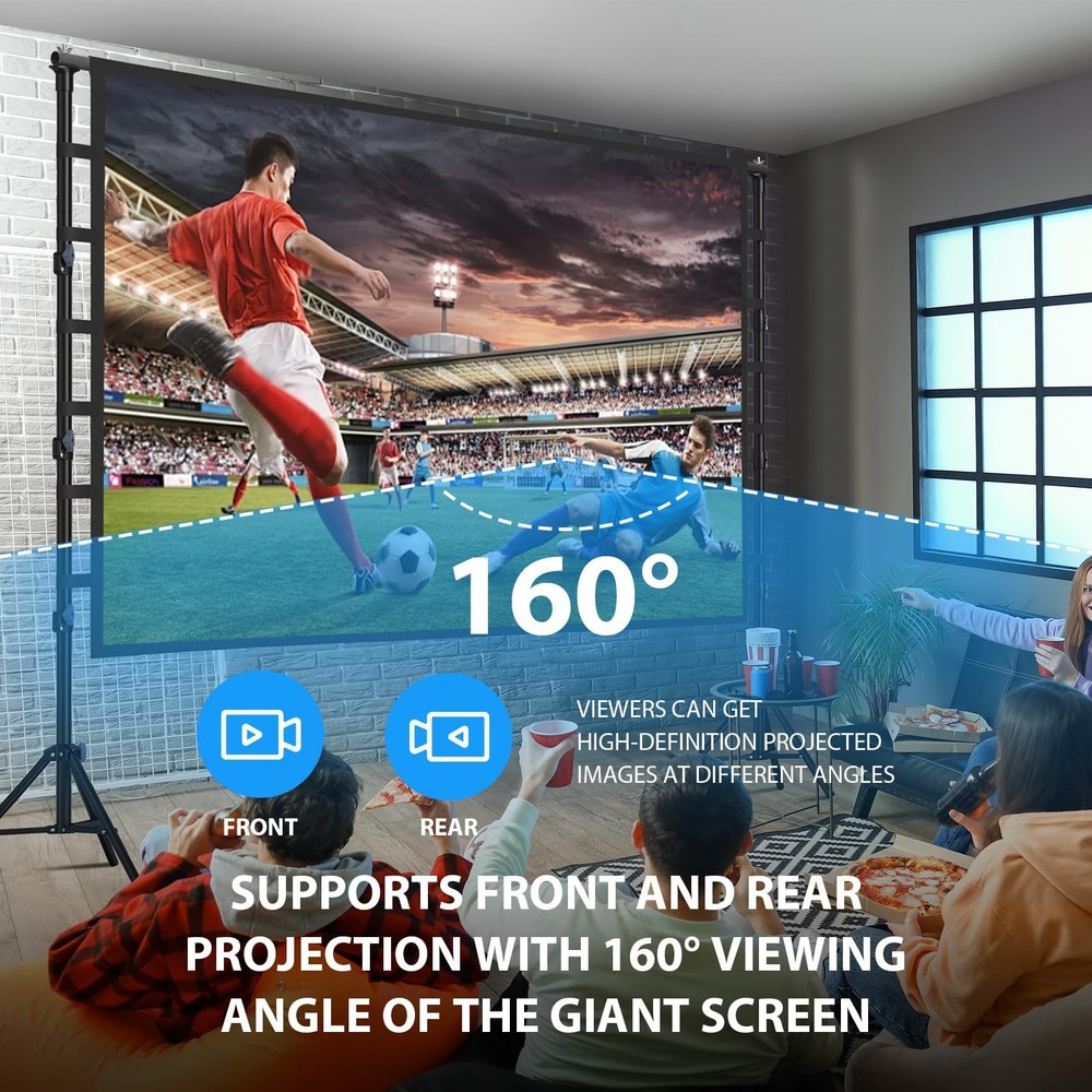 200 Inch Projector Screen with Stand VOOPVOR 16ft Portable Large Projection S...