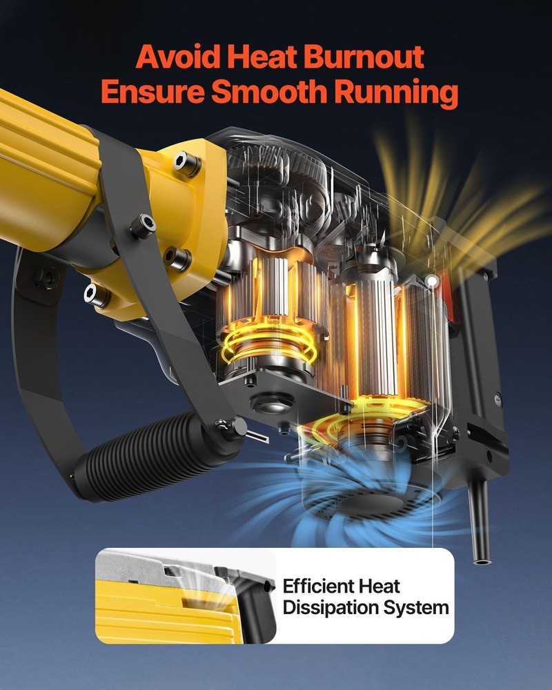 2200W Demolition Jackhammer with 1350BPM Efficiency and 4 Precision Chisels
