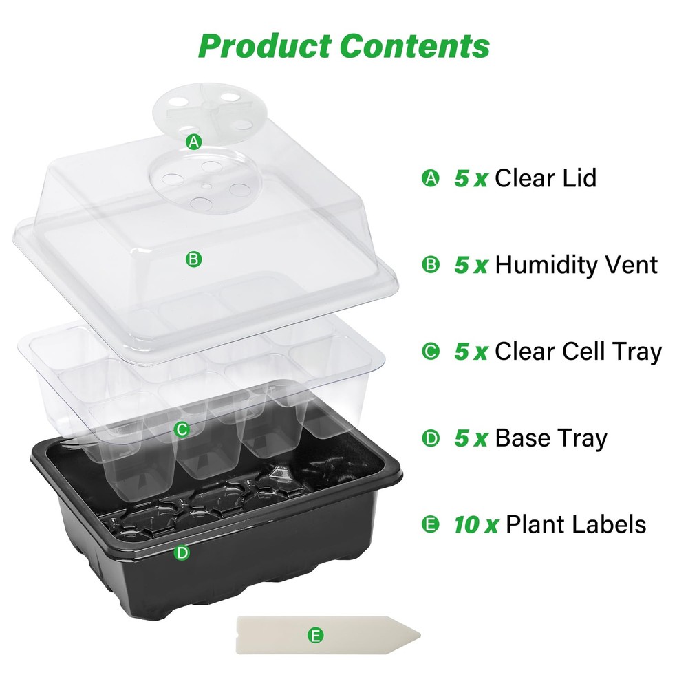 5-Pack Seed Starter Tray Seedling Kits,Plant Starter Kit with Adjustable Humi...