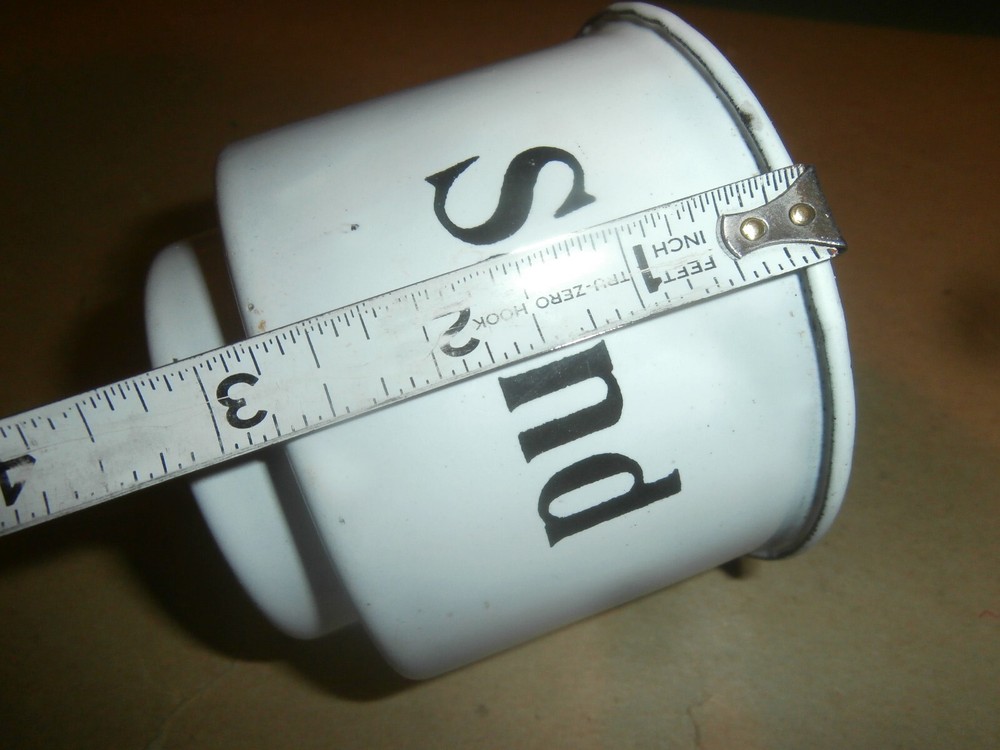 Antique Metal White Enamel Laundry Pot Container SAND