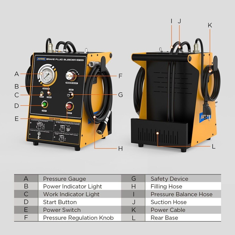 Automatic Brake Bleeder Machine Electric Brake Bleeding Fluid Exchange 10 Adapte