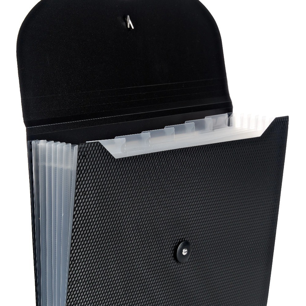 7-Pocket Poly Expanding File, Textured Black