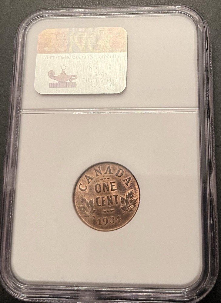 1934 Canada Cent MS64 Red Brown NGC