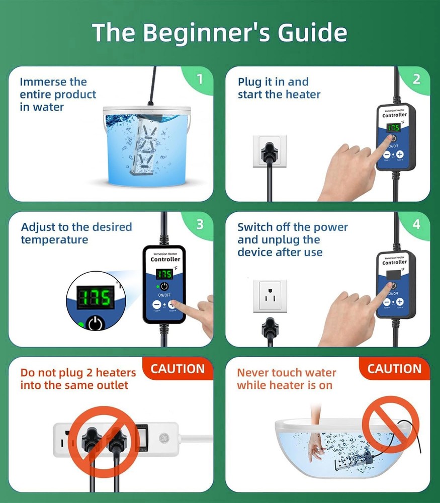 Portable Immersion Water Heater 1800W 120V, Electric Heater for Buckets, Bath...