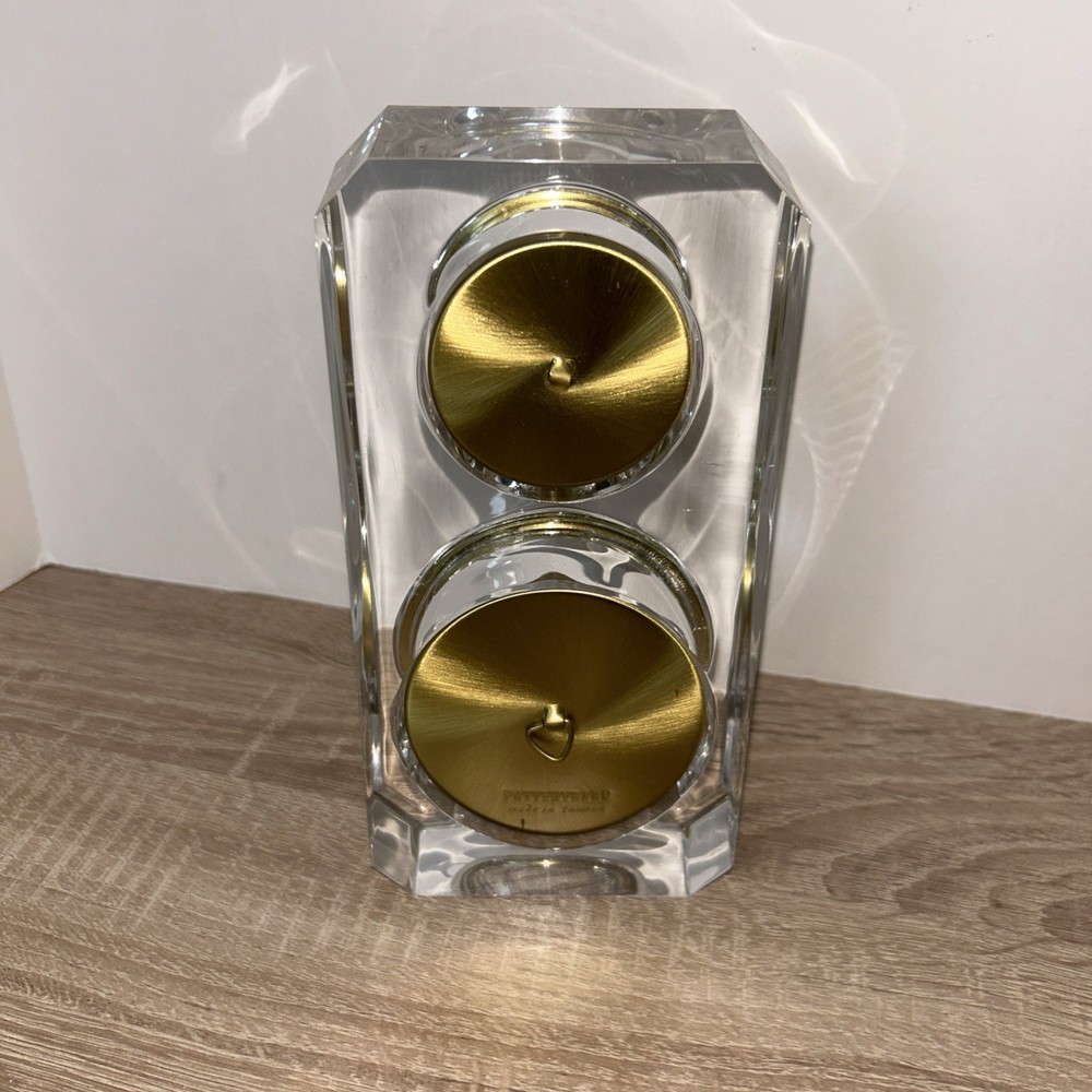 Pottery Barn Dual Clock In Acrylic Tower