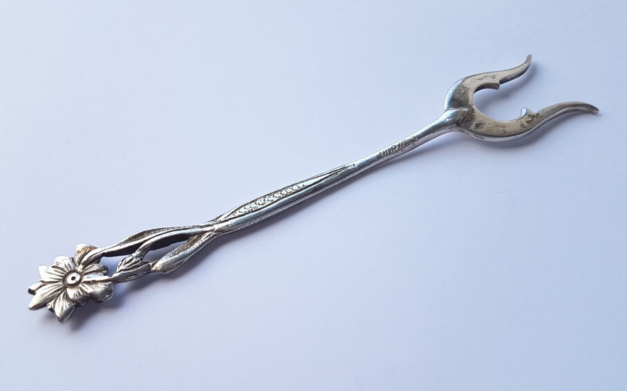 Fork/ Serving fork/ Lemon fork, Flower/ Edelweiss, 800 Silver, around 1900 L582