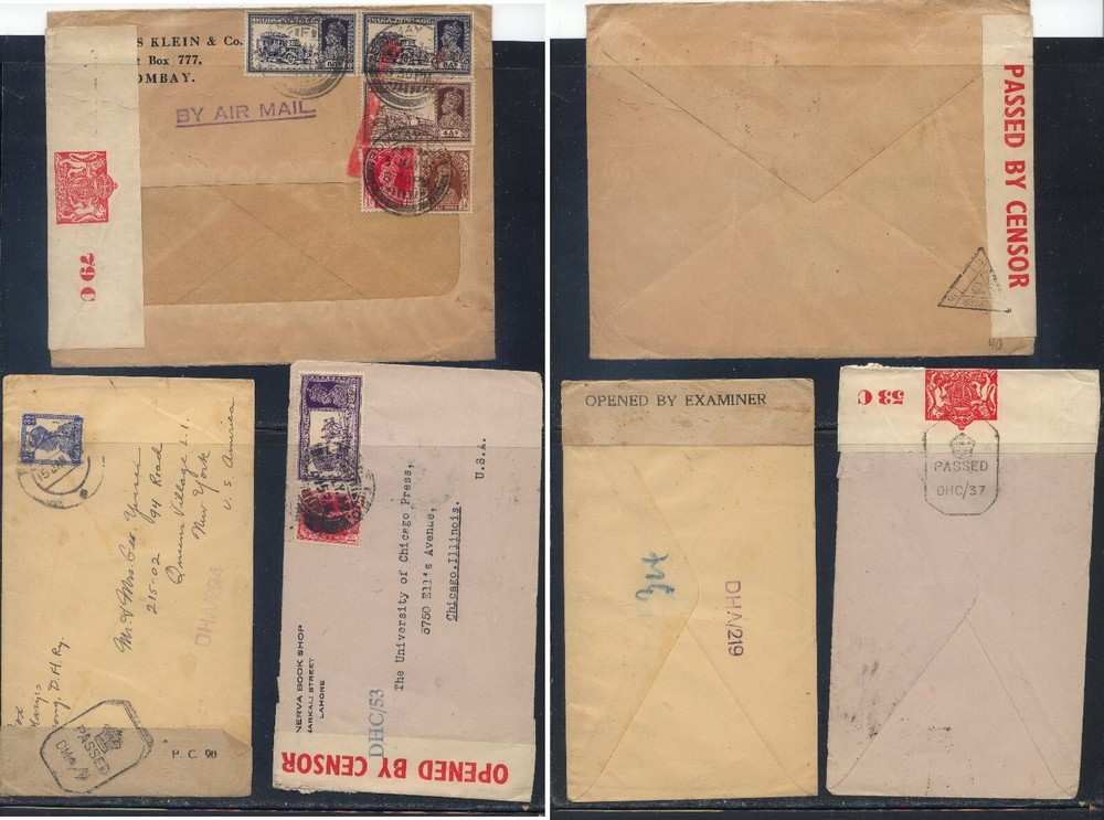 India  3  censor  covers,  one large cover