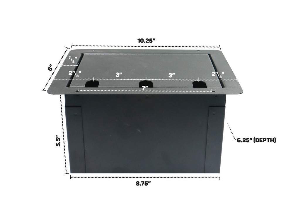 Elite Core Large Recessed Pocket Floor Box With Customizable Blank Solid Plate