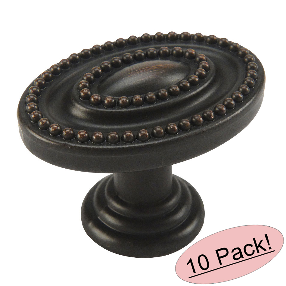 *10 Pack* Cosmas Cabinet Hardware Oil Rubbed Bronze Oval Knobs #4888ORB