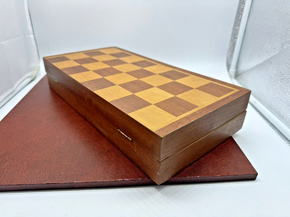 Vtg Chess Set w Folding Board Asian Figural Pieces Turquoise Solid Molded Unique