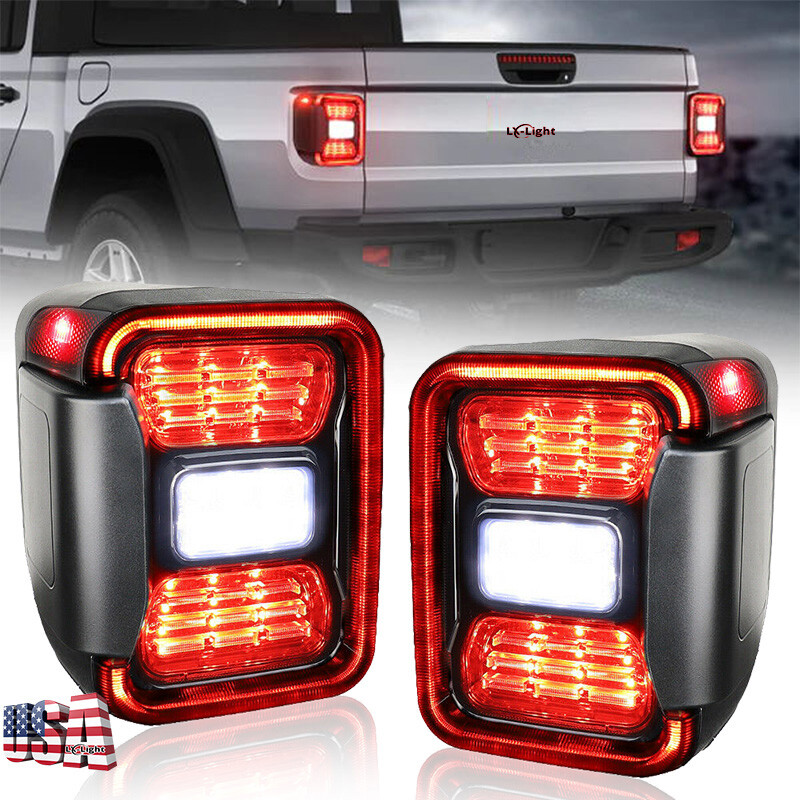 Pair Smoke LED Tail Lights Replace Halogen For Jeep Gladiator JT 2020 2021 2022
