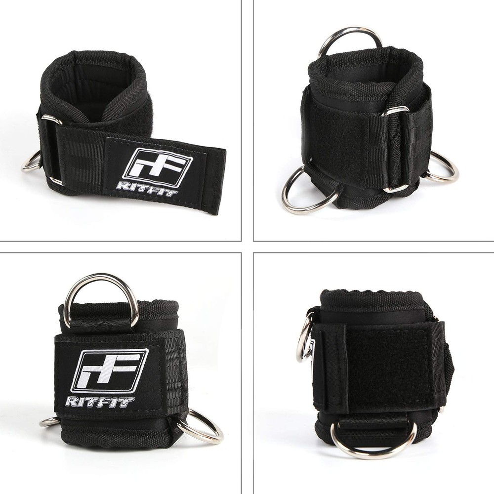RitFit Kickback Ankle Straps Padded Strap for Cable One Size, Black