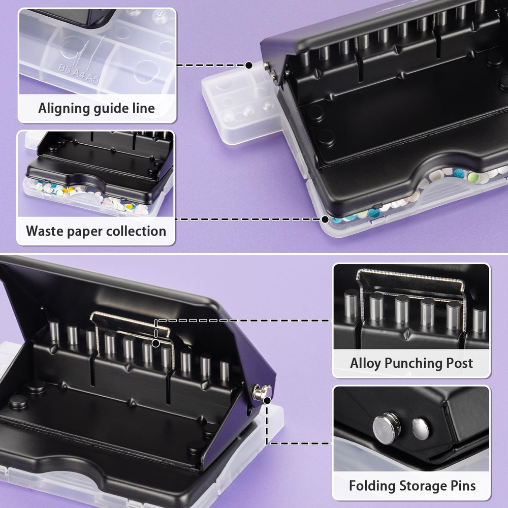 10-Hole Binding Machine for Planners - Metal Manual Binding System with 10 Multi