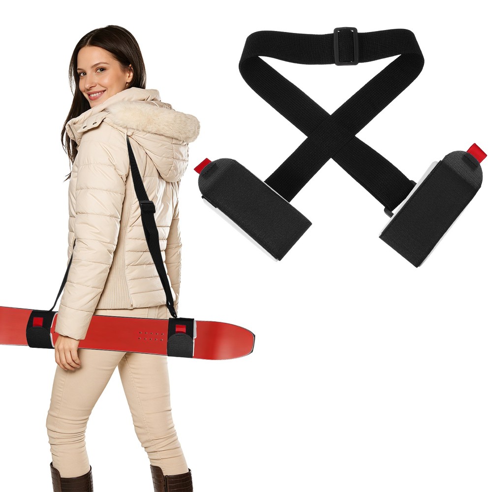 Ski Strap, Adjustable Ski Carrier Shoulder Straps,Black & White & 45.7"