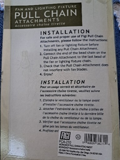 FIGI WORKSHOP PULL CHAIN Light Fan Pull NOS Hammer Paintbrush Rule And Pencil