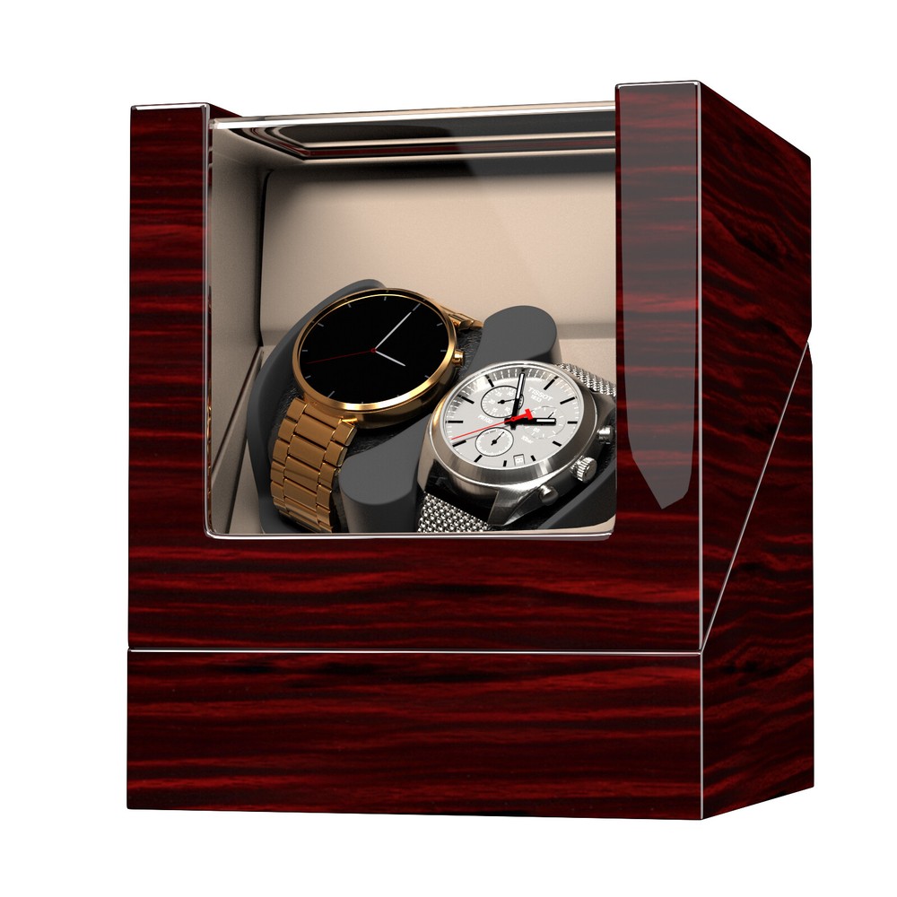 Automatic 2+0 Watch Winder Double Storage Display Case Box With Mabuchi Motors