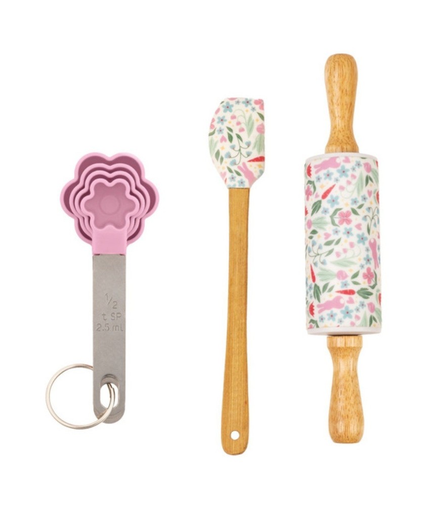 Crofton Silicone Bakeware Set Flower Cakelet Pan Baking Cups Tools 6pc