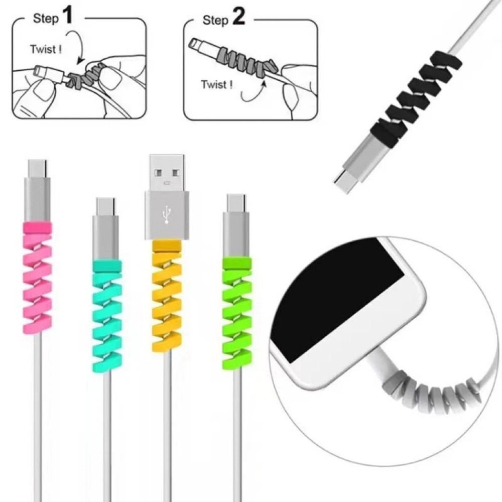 10pcs Universal Silicone Spiral USB Data Cable Headphone Protective Covers