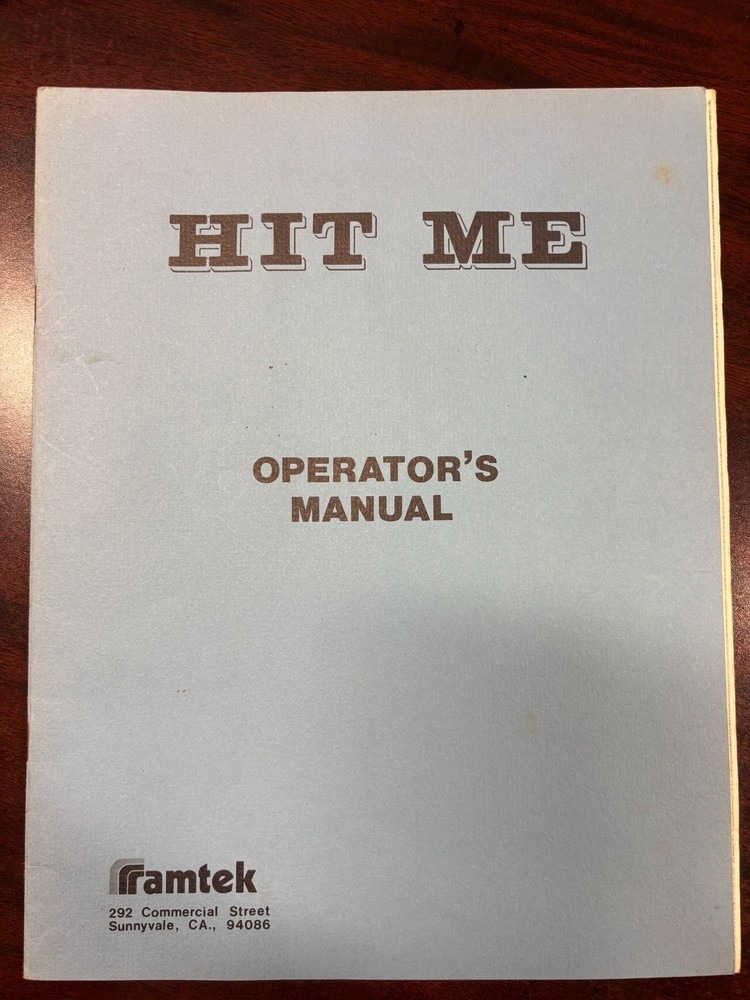 ORIGINAL-RAMTEK-HIT ME-OPERATOR'S MANUAL