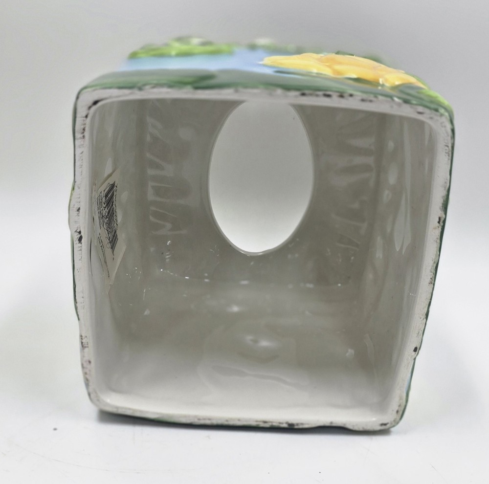 Ceramic Frog Tissue Box Holder Handpainted