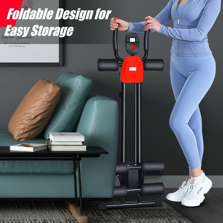 Foldable Core Abdominal Trainer Adjustable AB Crunch Workout Machine LCD Display
