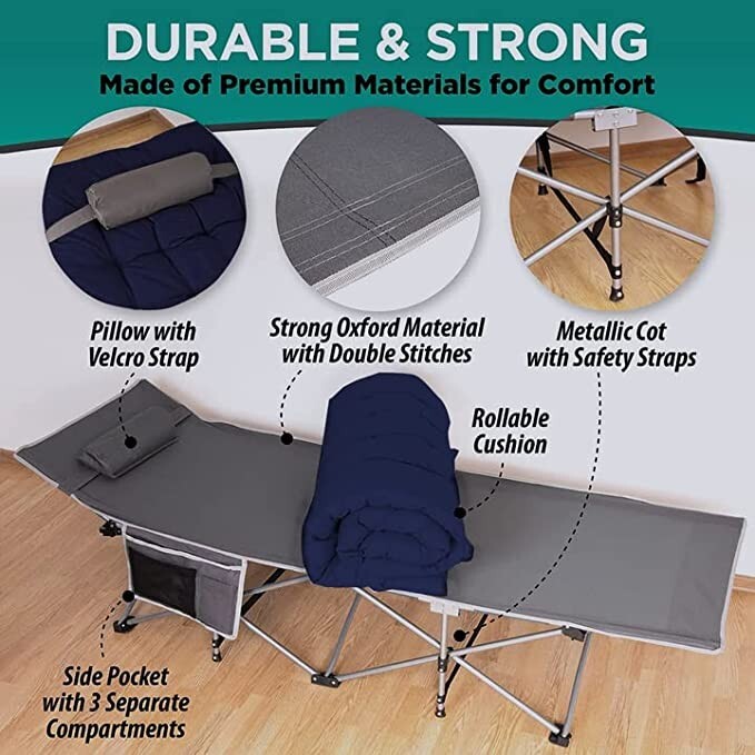 Zone Tech Camping Cot and Cot Pad Sleeping Mattress Adults & Kids Portable