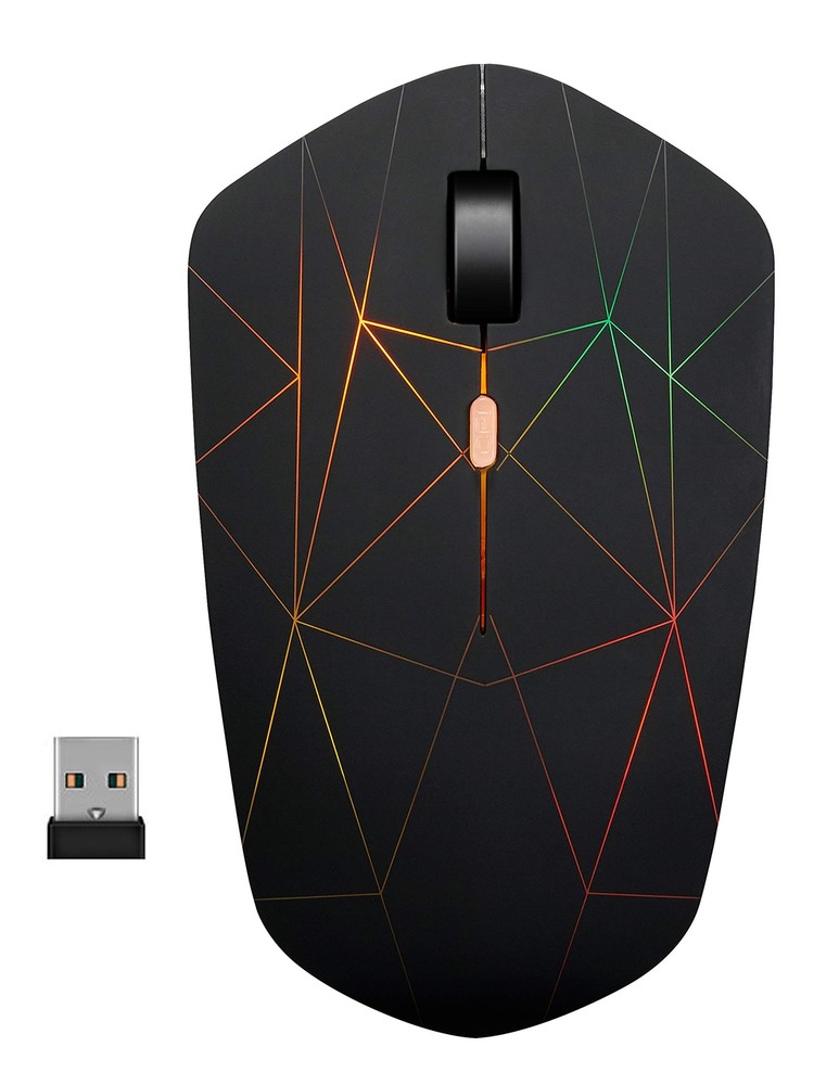 Rechargeable Wireless Mouse - Backlit Adjustable DPI USB Receiver for PC & Mac
