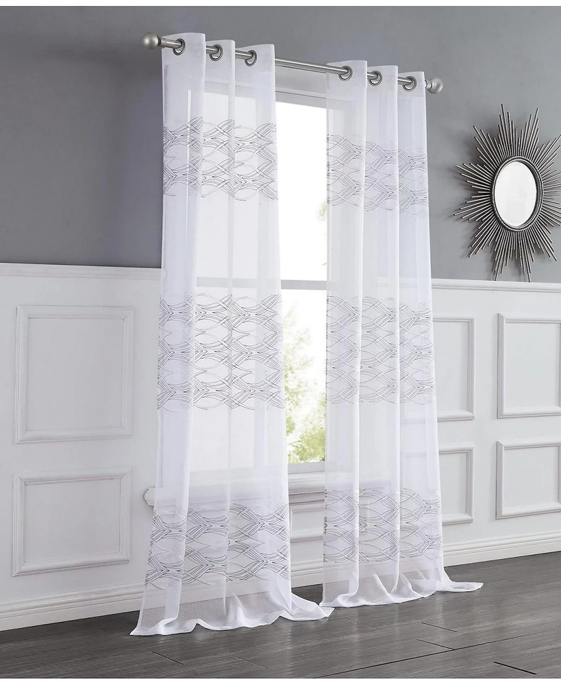 Dainty Home New Window Panel Set 76" W X 96" L - Silver and White