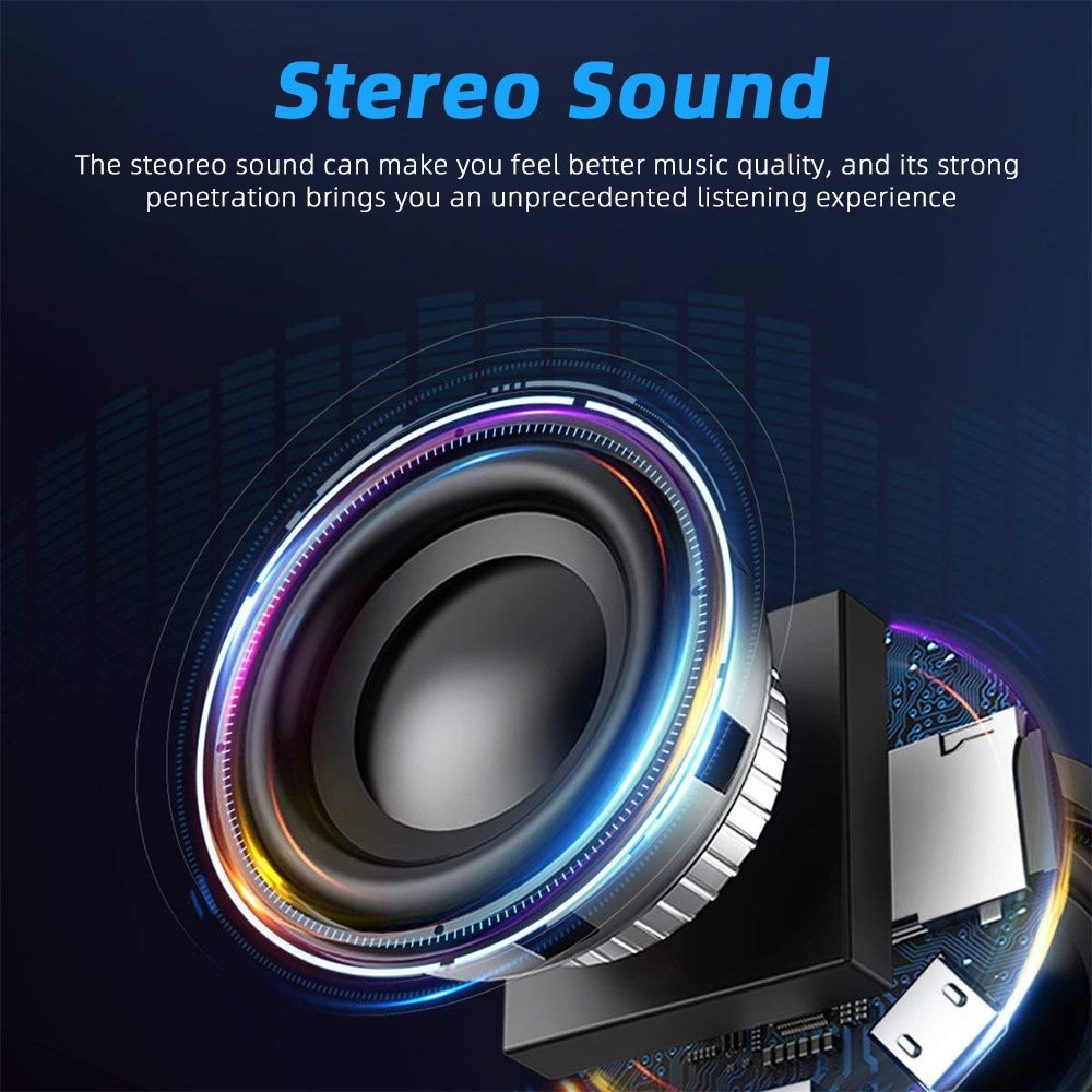 Portable Bluetooth Speaker Subwoofer Remote Control Built-in Micr Rechargeable