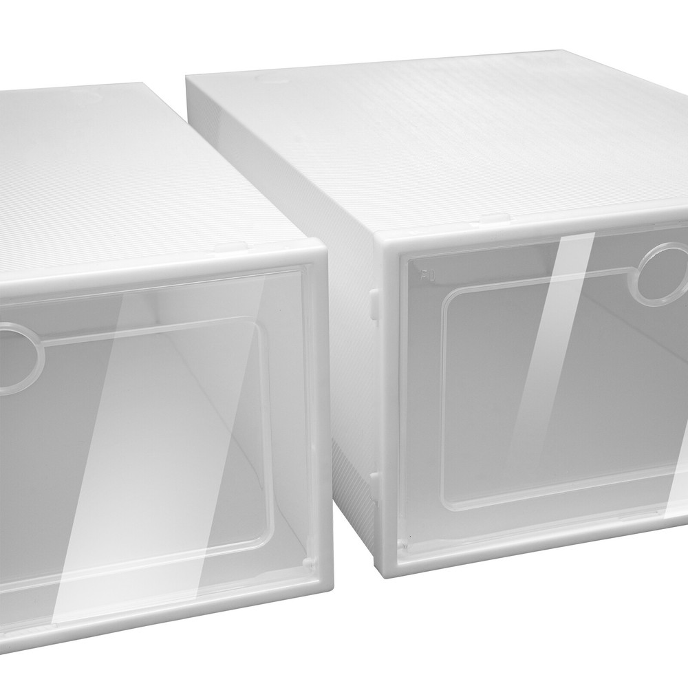 Shoe Collect Box Plastic Storage Case Foldable Clear Stackable Organizer Case