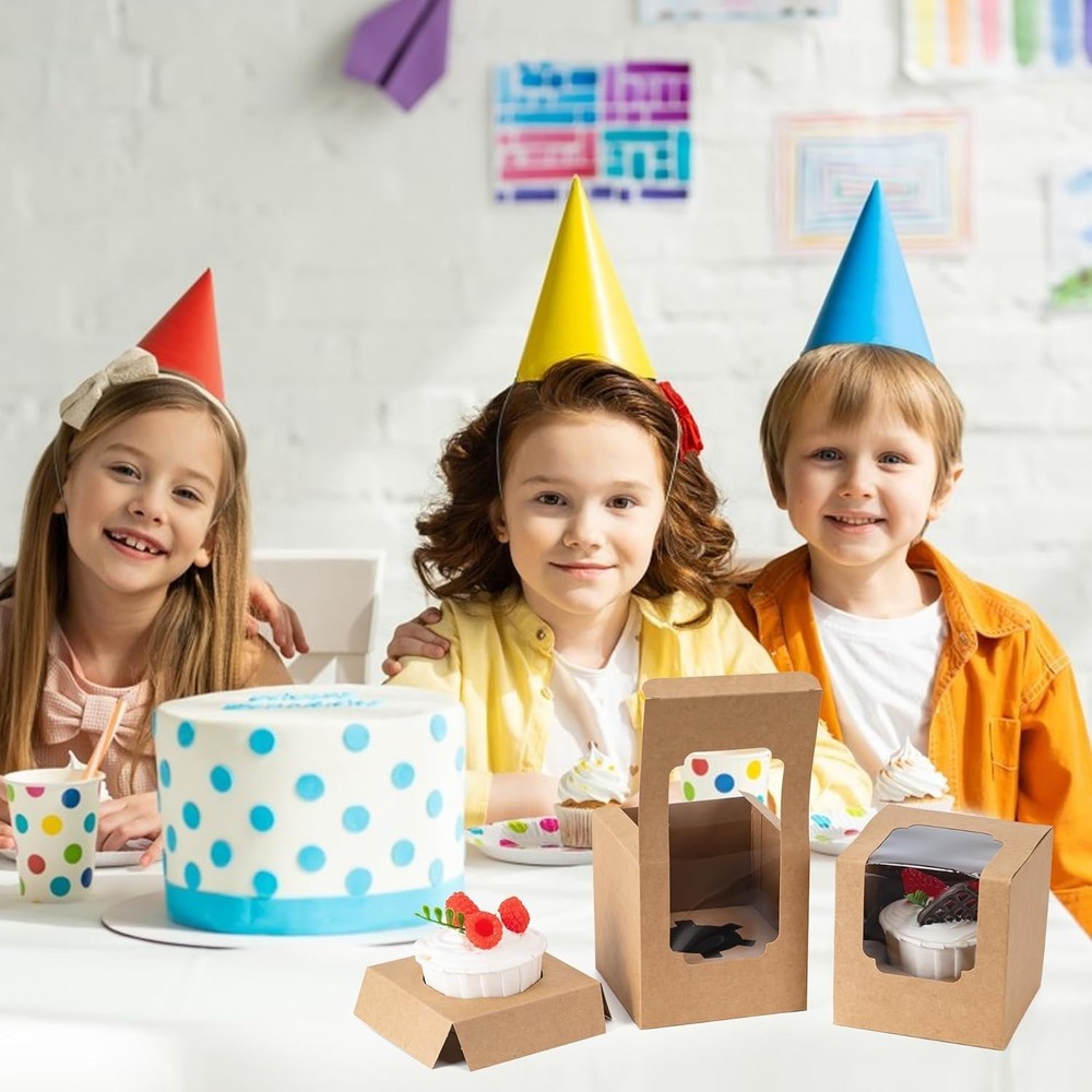 25 Pack Individual Cupcake Containers, Cupcake Boxes with Window, Food Grade ...