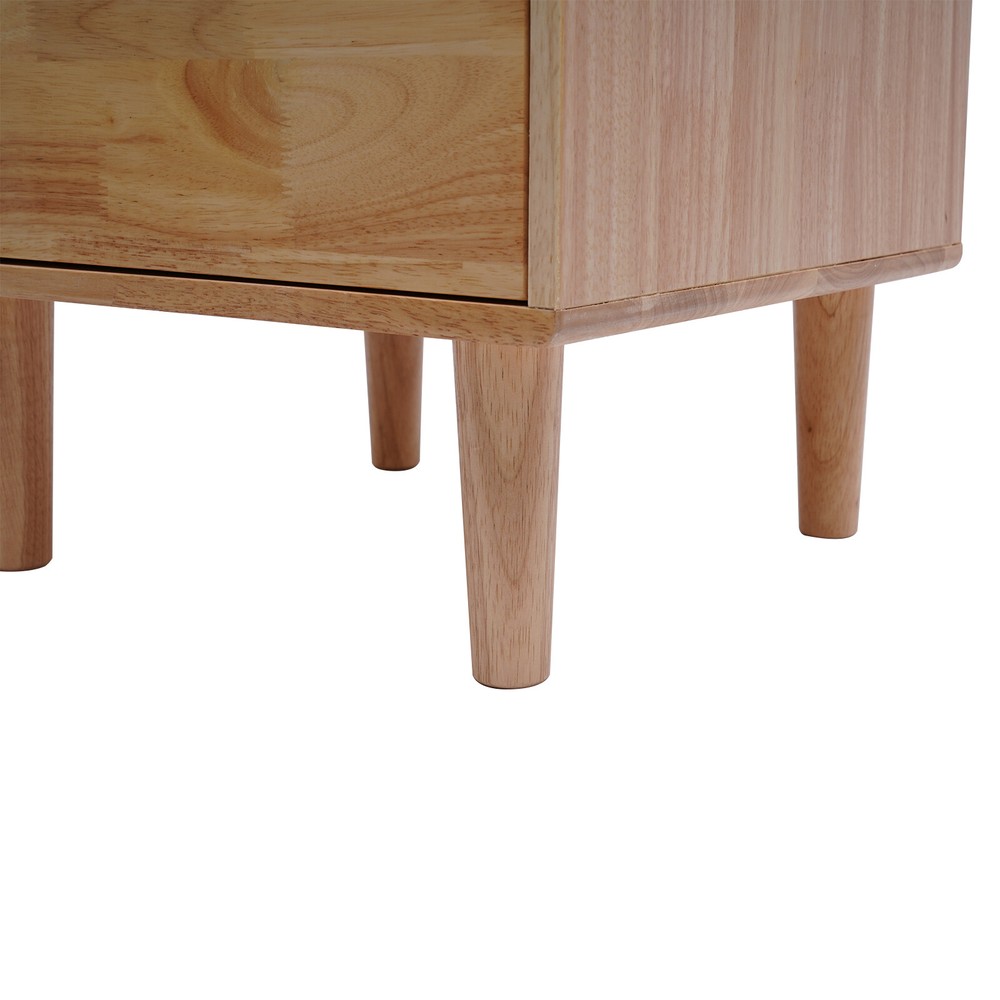 Nordic Style Solid Wood 2 Drawers Bedside Table Nightstand Home Decor