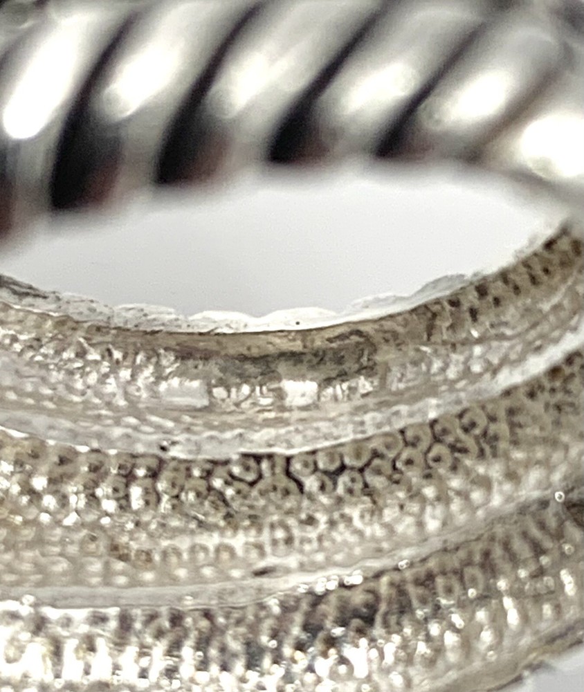 Mens Large Triple Stack Cable Sterling Silver Sapphire Ring Sz 12.5