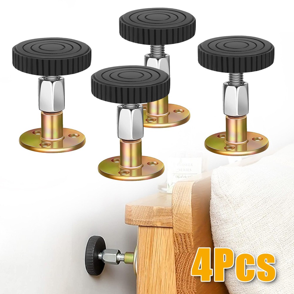 4x Adjustable Threaded Bed Frame Anti-Shake Stabilizer Tool Headboard Stoppers