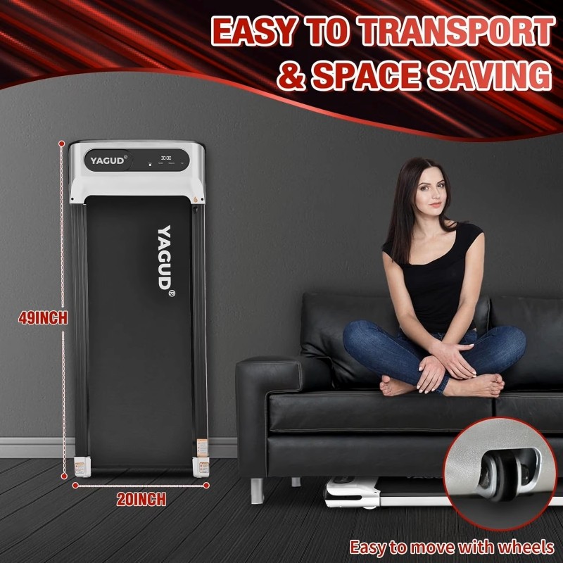 Walking Pad Under Desk Treadmill for Home Use,Remote-Controlled with LED Display